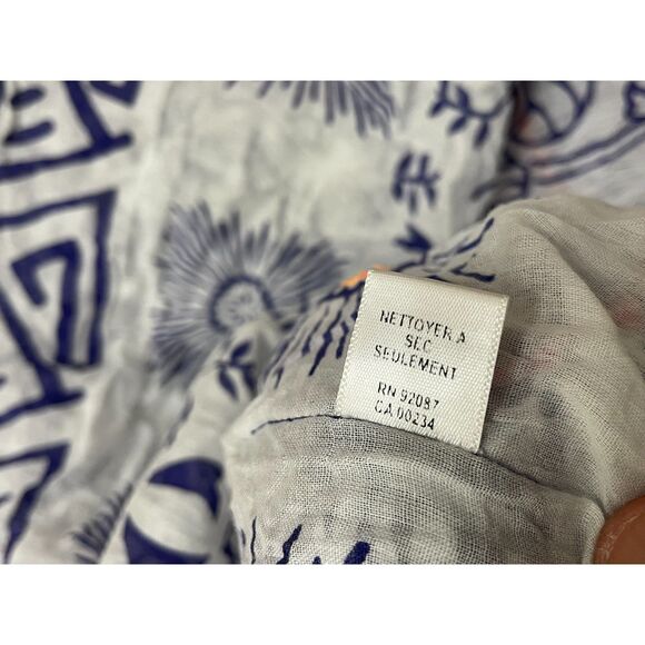 Saks Fifth Avenue Women's L White Coverup Cotton Poncho Tassel Beach Pool Boxy - Picture 4 of 7